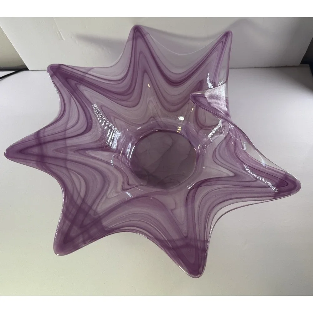 Vintage Murano Purple Art Glass Starfish Bowl Lavorazione Arte Italy Mid-Century